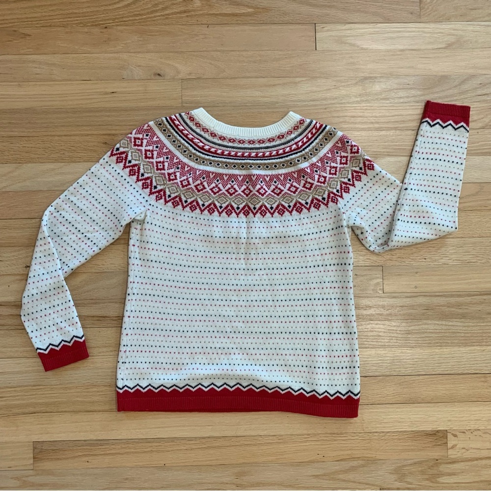 Talbots Womens Diamond Fair Isle Wool Blend‎ Sweater Winter Cozy Aspen Size Med - Picture 9 of 11